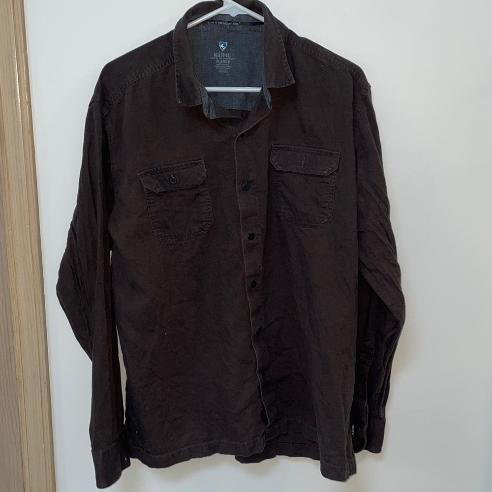 KUHL Descendr Brown Flannel Long Sleeve Button-Up Shirt Men’s XL